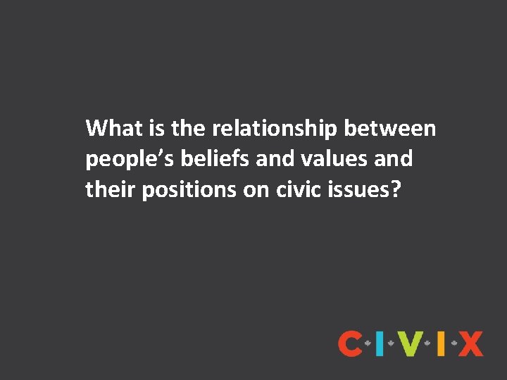 What is the relationship between people’s beliefs and values and their positions on civic