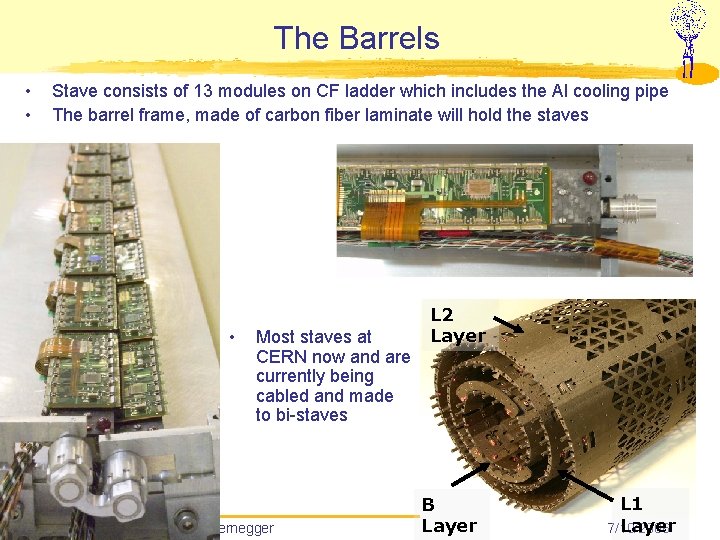 The Barrels • • Stave consists of 13 modules on CF ladder which includes
