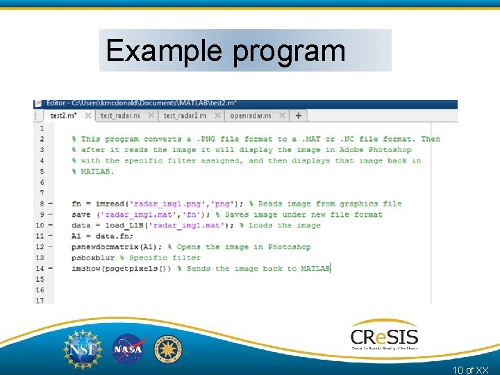 Example program 10 of XX 