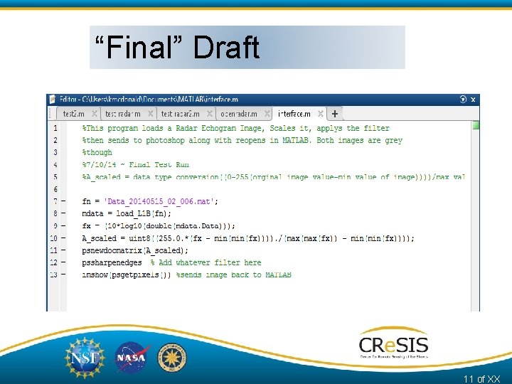 “Final” Draft 11 of XX 