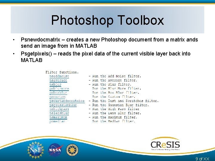 Photoshop Toolbox • • Psnewdocmatrix – creates a new Photoshop document from a matrix