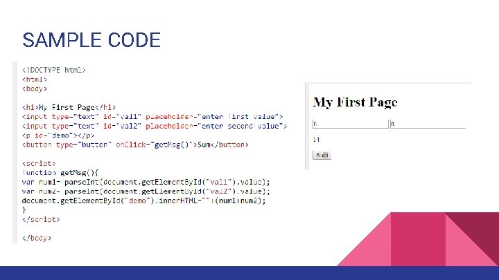SAMPLE CODE 