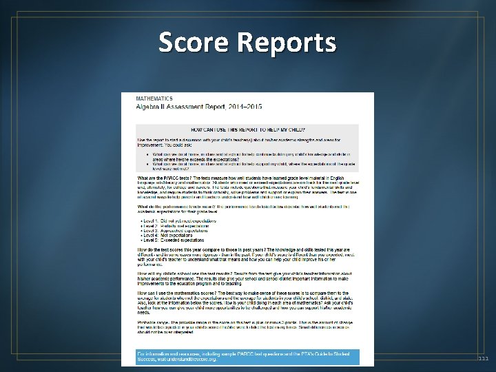 Score Reports 111 