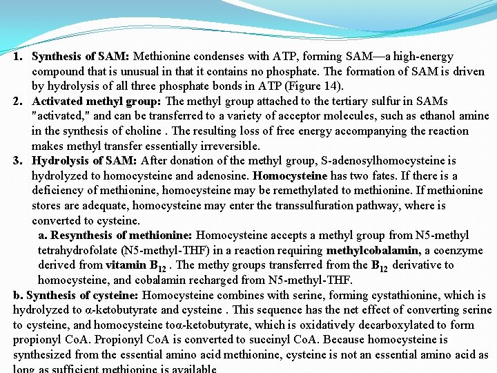 1. Synthesis of SAM: Methionine condenses with ATP, forming SAM—a high-energy compound that is