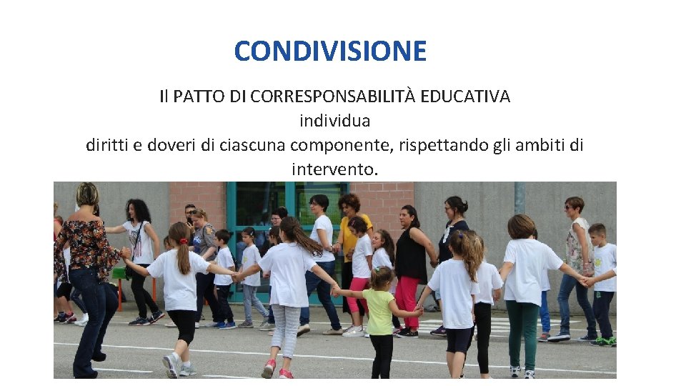 CONDIVISIONE Il PATTO DI CORRESPONSABILITÀ EDUCATIVA individua diritti e doveri di ciascuna componente, rispettando