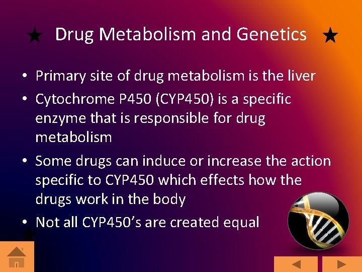 Drug Metabolism and Genetics • Primary site of drug metabolism is the liver •