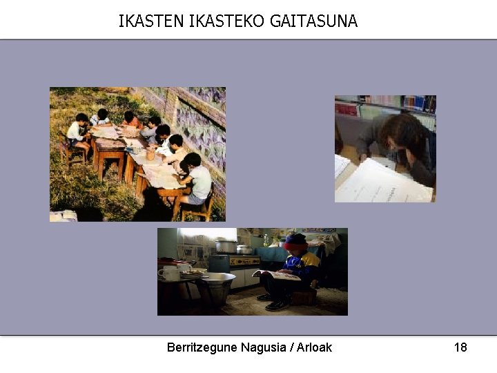 IKASTEN IKASTEKO GAITASUNA Berritzegune Nagusia / Arloak 18 