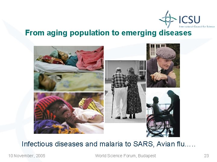 From aging population to emerging diseases Infectious diseases and malaria to SARS, Avian flu….