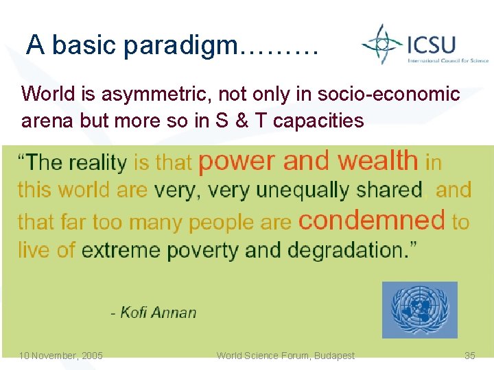 A basic paradigm……… World is asymmetric, not only in socio-economic arena but more so