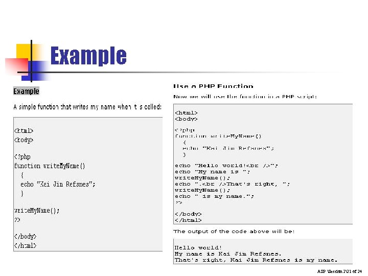 Example ASP Session 221 of 24 Example ASP Session 221 of 24