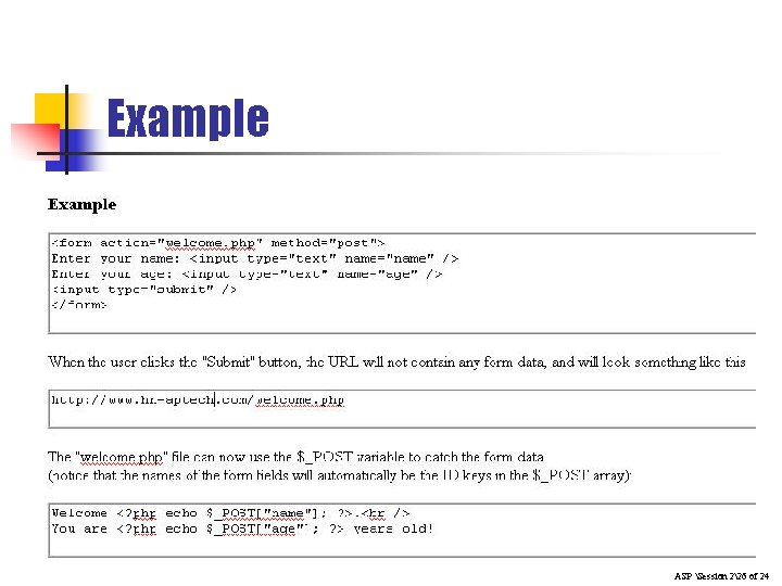Example ASP Session 226 of 24 Example ASP Session 226 of 24