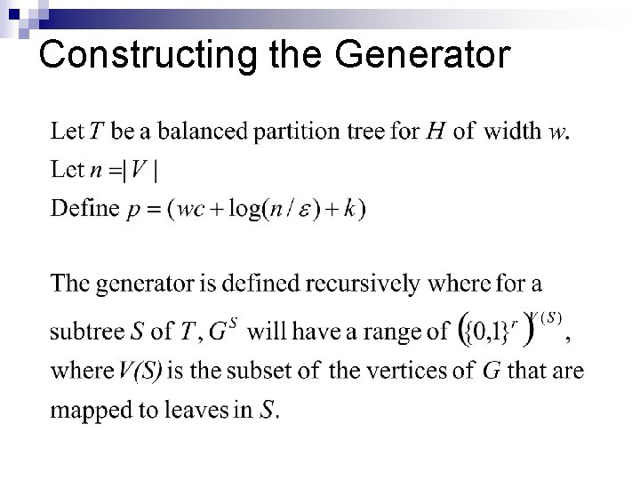 Constructing the Generator 