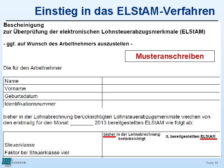 Einstieg in das ELSt. AM-Verfahren Musteranschreiben Folie 19 