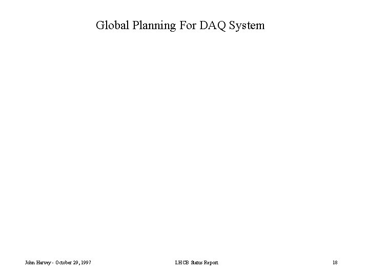 Global Planning For DAQ System John Harvey - October 29, 1997 LHCB Status Report