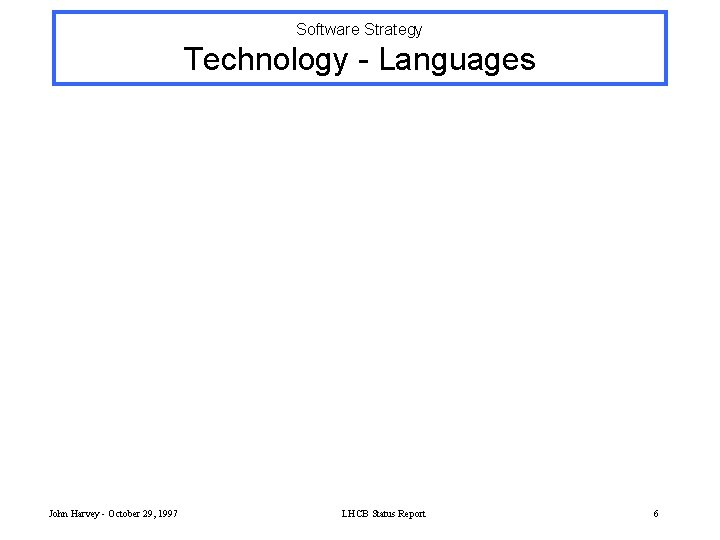 Software Strategy Technology - Languages John Harvey - October 29, 1997 LHCB Status Report