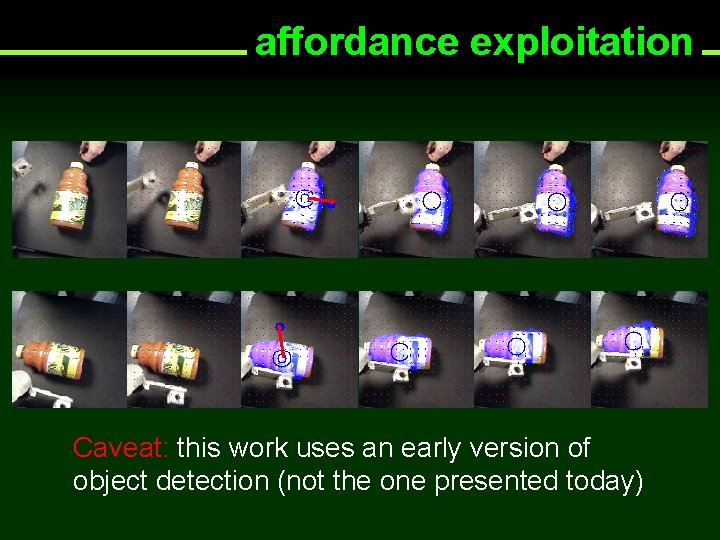 affordance exploitation Caveat: this work uses an early version of object detection (not the