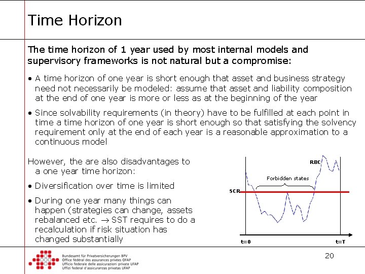 Time Horizon The time horizon of 1 year used by most internal models and