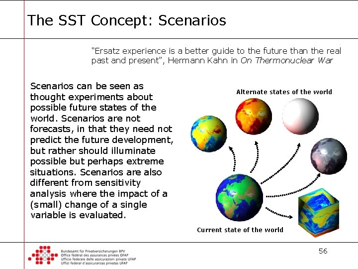 The SST Concept: Scenarios “Ersatz experience is a better guide to the future than