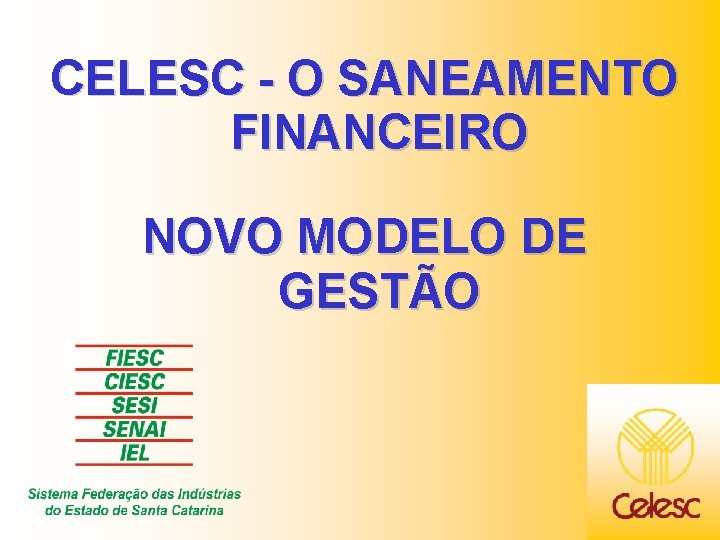 CELESC - O SANEAMENTO FINANCEIRO NOVO MODELO DE GESTÃO 