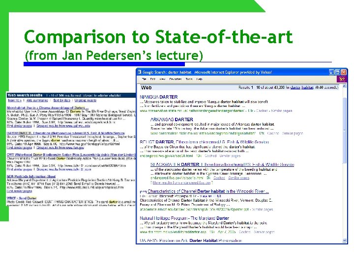 Comparison to State-of-the-art (from Jan Pedersen’s lecture) 