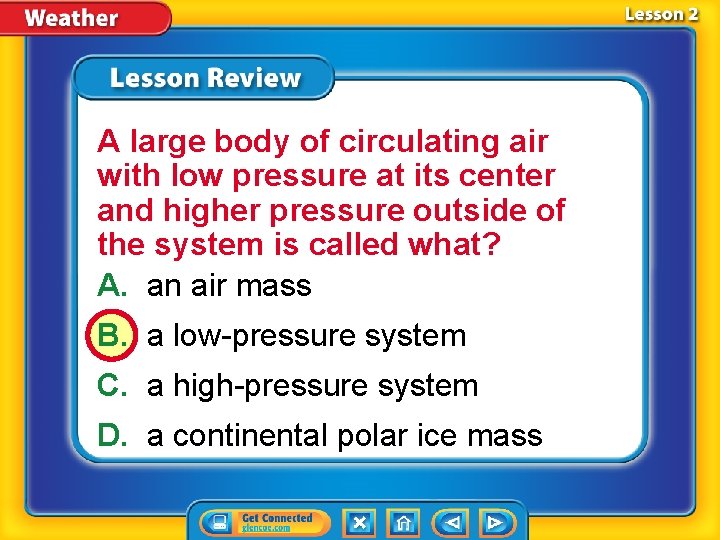 A large body of circulating air with low pressure at its center and higher