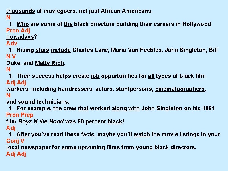 thousands of moviegoers, not just African Americans. N 1. Who are some of the