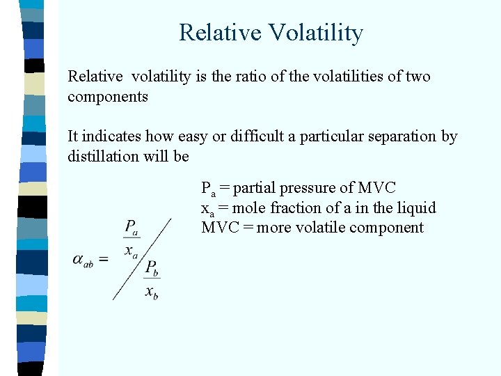 Relative Volatility Relative volatility is the ratio of the volatilities of two components It