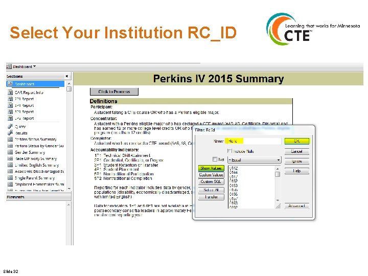 Select Your Institution RC_ID Slide 32 