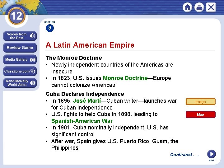 SECTION 3 A Latin American Empire The Monroe Doctrine • Newly independent countries of