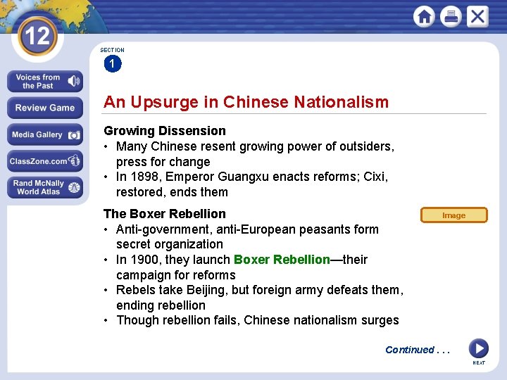 SECTION 1 An Upsurge in Chinese Nationalism Growing Dissension • Many Chinese resent growing
