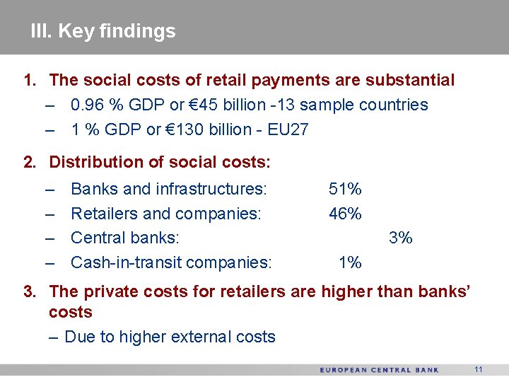 III. Key findings 1. The social costs of retail payments are substantial – 0.