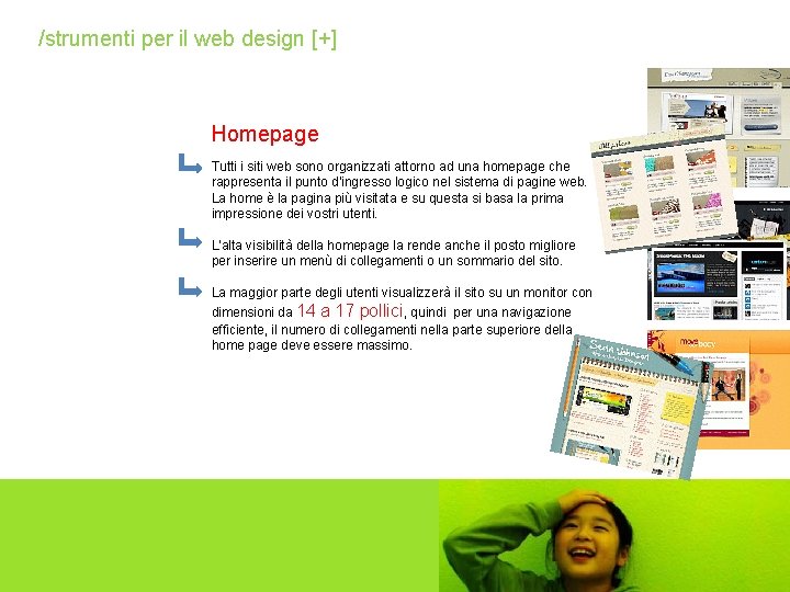 /strumenti per il web design [+] Homepage Tutti i siti web sono organizzati attorno
