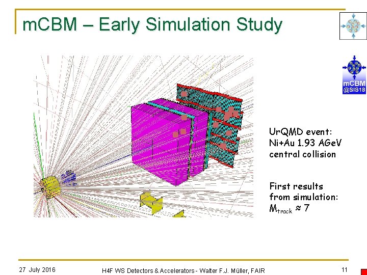 m. CBM – Early Simulation Study Ur. QMD event: Ni+Au 1. 93 AGe. V