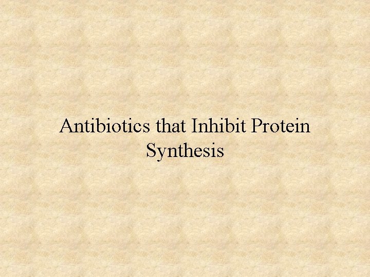 Antibiotics that Inhibit Protein Synthesis 