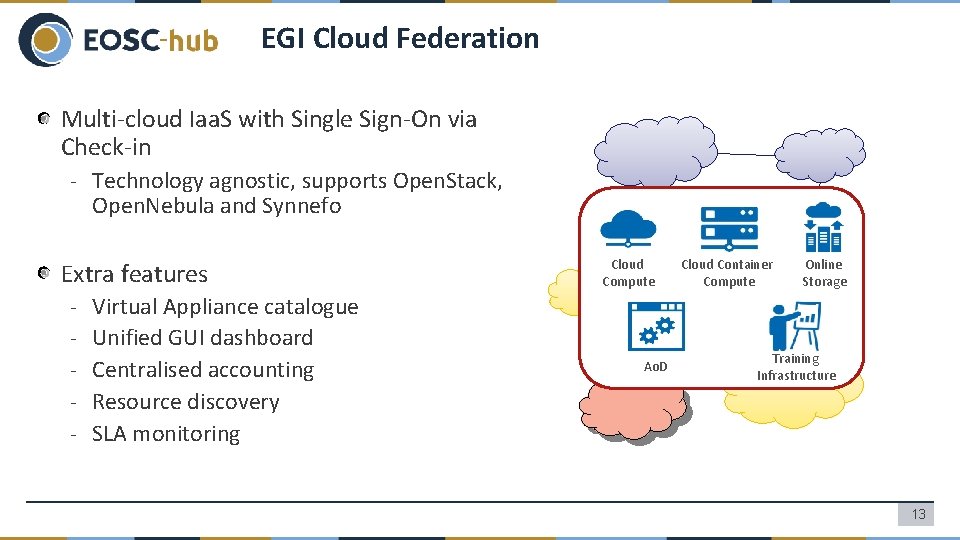 EGI Cloud Federation Multi-cloud Iaa. S with Single Sign-On via Check-in - Technology agnostic,