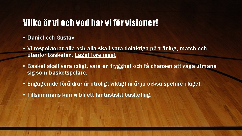 Vilka är vi och vad har vi för visioner! • Daniel och Gustav •