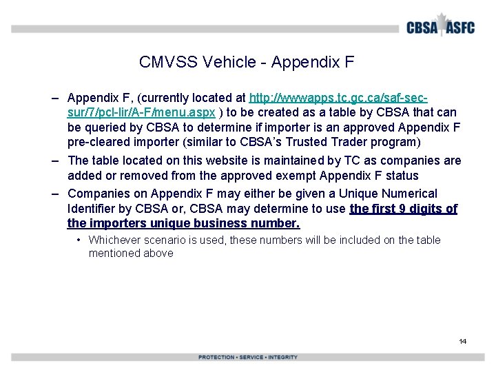 CMVSS Vehicle - Appendix F – Appendix F, (currently located at http: //wwwapps. tc.