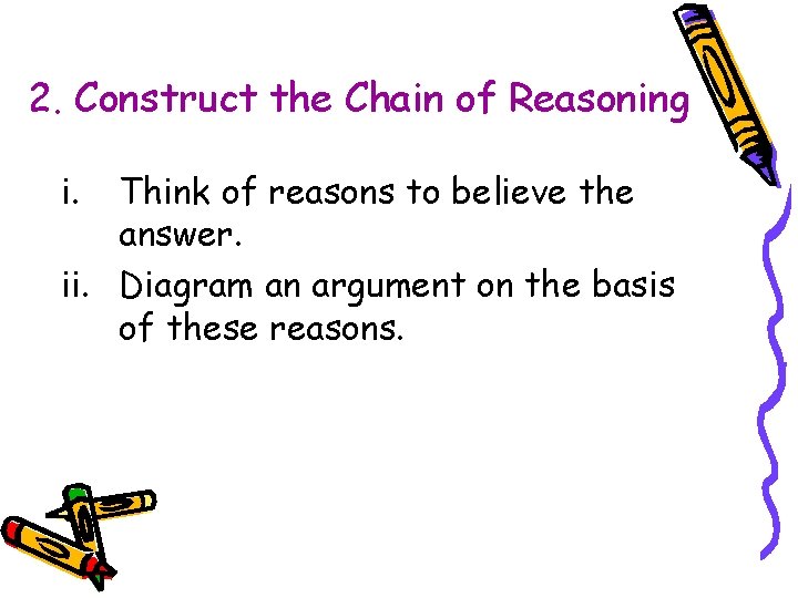 2. Construct the Chain of Reasoning i. Think of reasons to believe the answer.