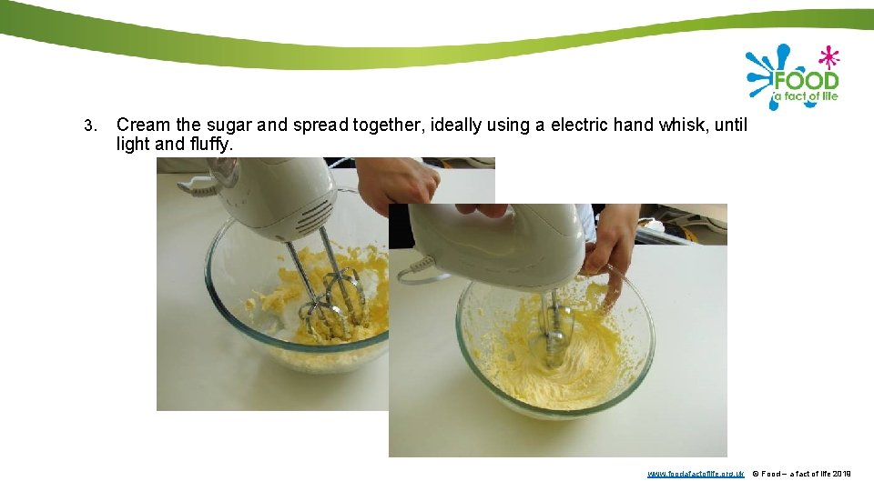 3. Cream the sugar and spread together, ideally using a electric hand whisk, until