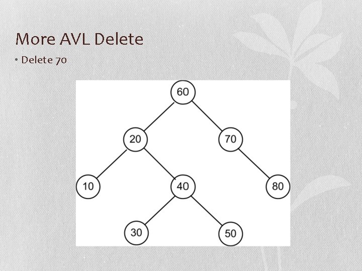 More AVL Delete • Delete 70 