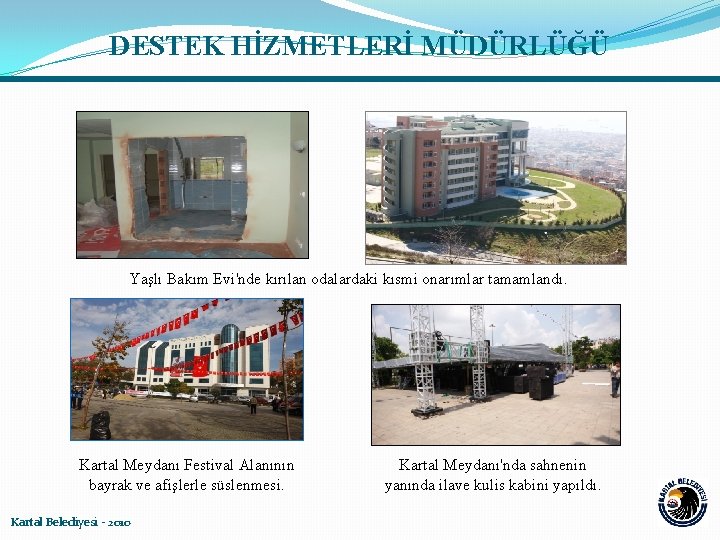 DESTEK HİZMETLERİ MÜDÜRLÜĞÜ Yaşlı Bakım Evi'nde kırılan odalardaki kısmi onarımlar tamamlandı. Kartal Meydanı Festival