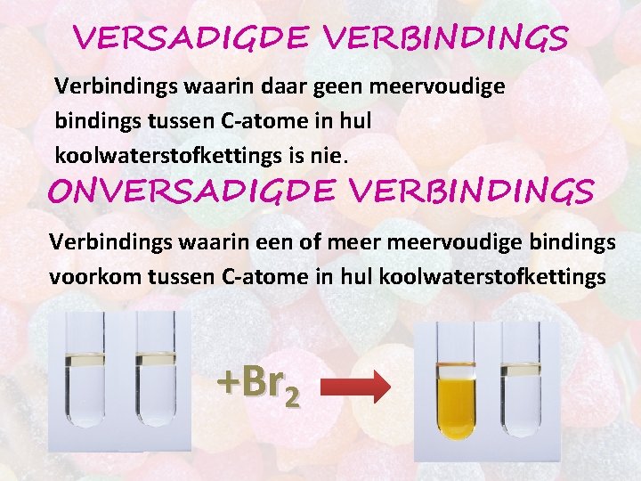 VERSADIGDE VERBINDINGS Verbindings waarin daar geen meervoudige bindings tussen C-atome in hul koolwaterstofkettings is
