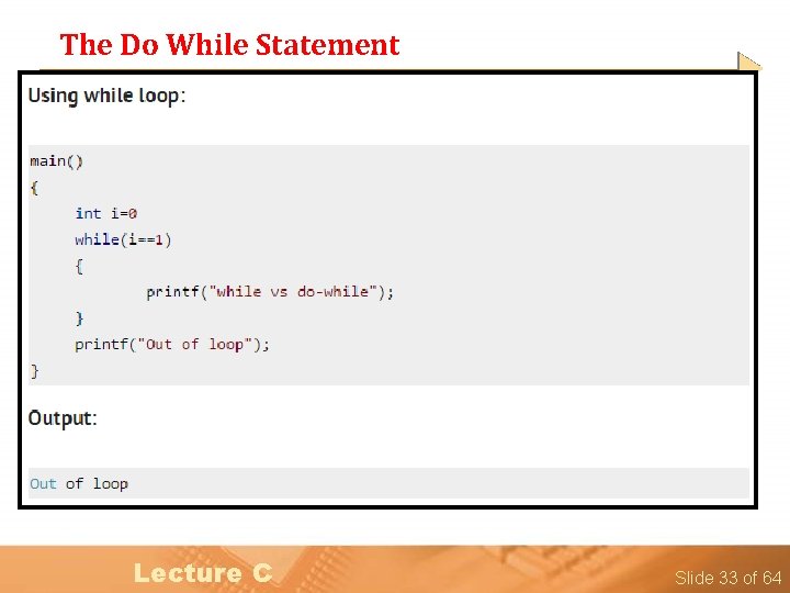 The Do While Statement Lecture C Slide 33 of 64 