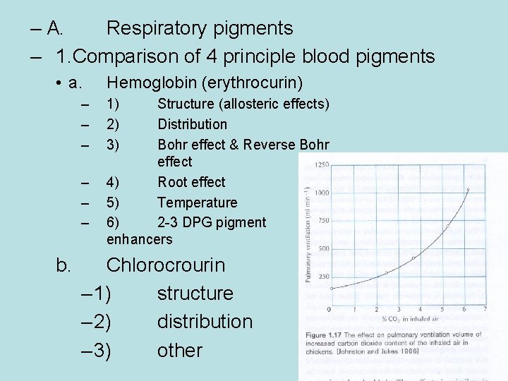 – A. Respiratory pigments – 1. Comparison of 4 principle blood pigments • a.