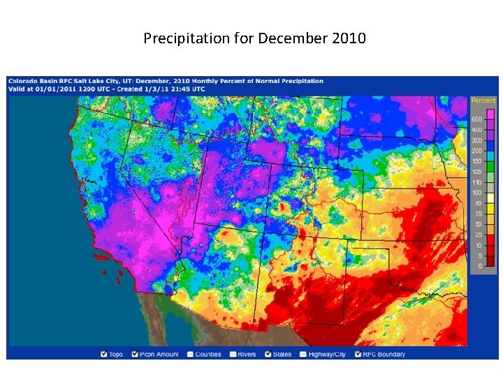 Precipitation for December 2010 