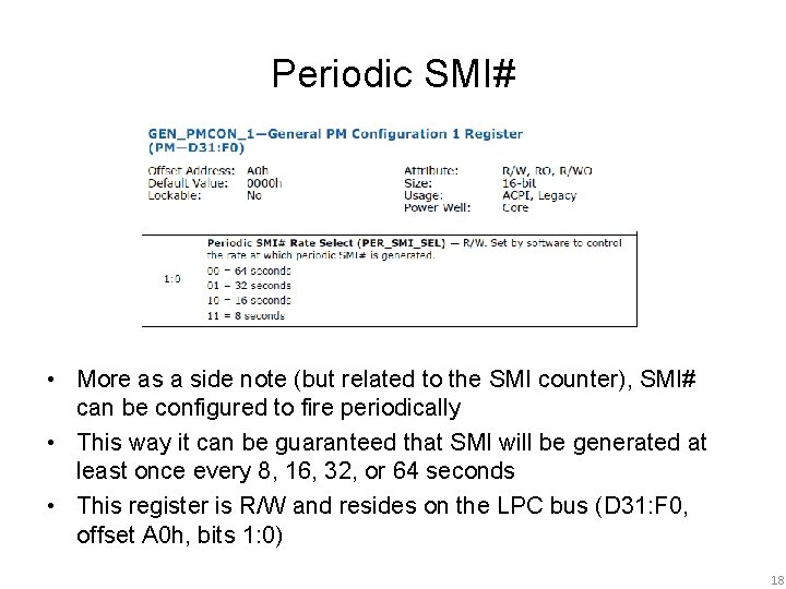 Periodic SMI# • More as a side note (but related to the SMI counter),