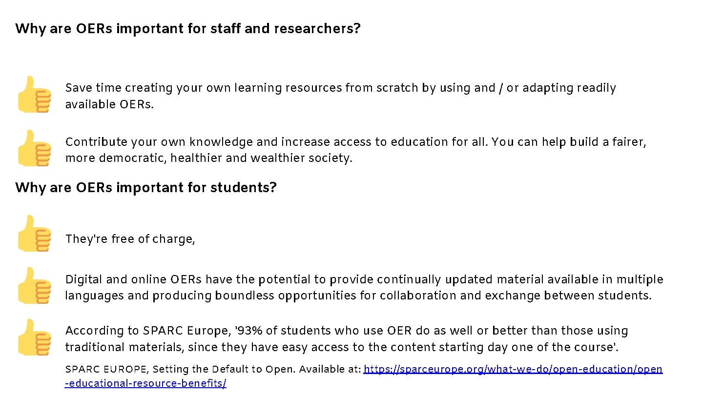 Why are OERs important for staff and researchers? Save time creating your own learning