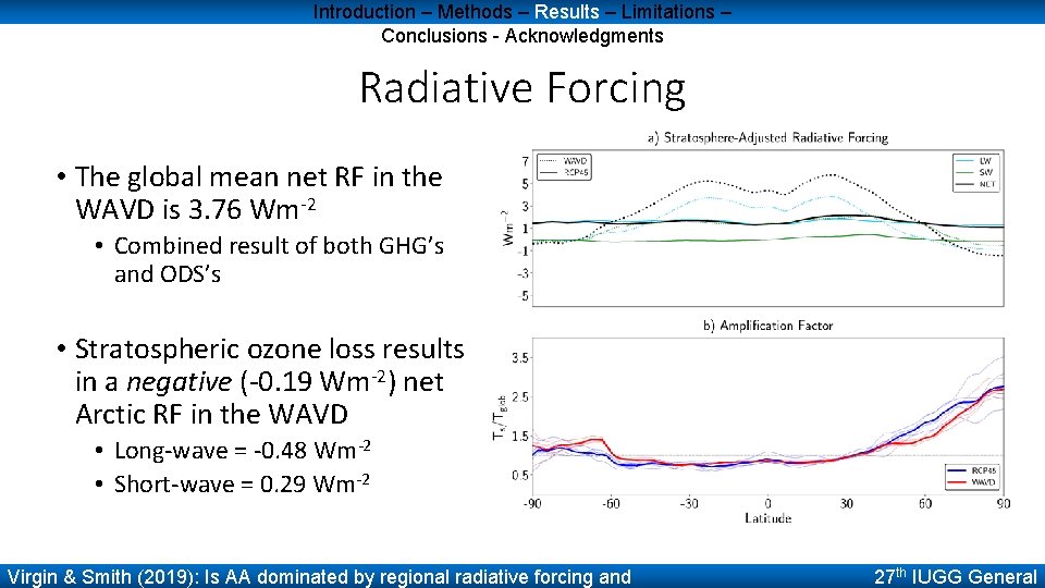 Introduction – Methods – Results – Limitations – Conclusions - Acknowledgments Radiative Forcing •