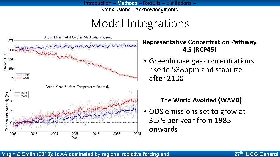 Introduction – Methods – Results – Limitations – Conclusions - Acknowledgments Model Integrations Representative