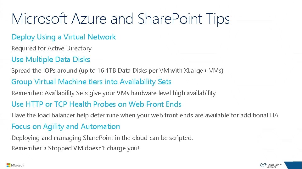 Microsoft Azure and Share. Point Tips Deploy Using a Virtual Network Required for Active Microsoft Azure and Share. Point Tips Deploy Using a Virtual Network Required for Active